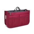 High-quality deep red nylon tote bag organizer insert with zipper and mesh pockets - Large / Burgundy