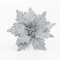 25cm silver poinsettia flower with shimmering sequins for Christmas tree decorations - Space Gray