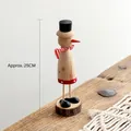 Handcrafted wooden snowman ornament with striped scarf and black hat standing 25cm tall - 25cm / Snowman Head