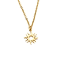 Gouden titanium stalen ketting met zonnebloem hanger en gepolijst hol ontwerp - Zonnebloem / Goud