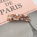 8.5cm acetate rectangular hair clip with colorful tortoiseshell texture and high gloss finish - Patterned Coffee