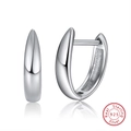 Minimalist S925 sterling silver hoop earrings with a sleek streamlined cone design - Simple Tapered Hoop SE76 / Silver