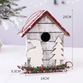 Houten kersthuisje decoratie met rood dak en kerstmansilhouet, afmeting 20x14cm - Kerstman / Wit