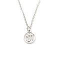Polished silver stainless steel necklace with Virgo zodiac sign cutout round pendant - Virgo