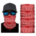 Red Christmas knit thermal neck gaiter with white snowflake pattern and festive text - S303 Christmas Red