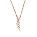 Polished rose gold titanium steel sweater necklace featuring a hollow angel wing pendant - Rose Gold