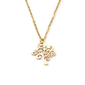 Polished gold stainless steel necklace featuring a laser-cut Tree of Life heart pendant - Gold Tree of Life