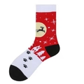 Christmas cotton mid-calf socks featuring red reindeer, snowflakes and house patterns - 38-46 / Red Black White Christmas Town