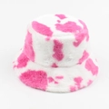 Chapeau bob en peluche rose à motif vache pour femme idéal pour l'automne-hiver - Réglable / Rose rouge