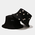 Cappello a secchiello nero con stampa Shiba Inu e patch 'Waiting' per uomo e donna - Nero
