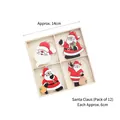 Set of 12 wooden Santa Claus Christmas tree ornaments in a natural display box - Plaid Santa Claus (12 Pcs)