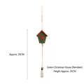 Green wooden Christmas house hanging ornament with reindeer pattern and white snowflake - Green Christmas House