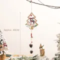Plaid reindeer wooden Christmas tree ornament with pine cones, 45CM long hanging decor - Plaid Ornament—Christmas Tree