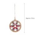 Wooden Christmas snowflake ornament with red plaid pattern and hanging rope, 25cm length - Wooden Ornament—Round Snowflake