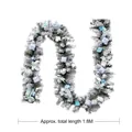 1.8M snow-flocked green Christmas garland with blue bows and cotton ball ornaments - 1.8m Macaron Blue Christmas Garland