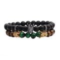 Dettaglio del set di bracciali con pietre occhio di tigre, perline opache e ciondoli a corona - Corona Occhio di Tigre + Corona Pietra Opaca 2