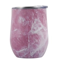 Pink marble 12oz double-walled stainless steel insulated wine tumbler with lid - 12oz / Hibiscus Pink Marble