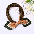 70cm square silk scarf featuring green and orange geometric grid patterns on white surface - 70cm / Army Green