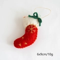 Handmade red and white wool felt Christmas stocking ornament with gold snowflake and bow - Christmas Sock / 6x9cm / Red