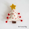 Addobbo albero di Natale in feltro di lana bianco fatto a mano con stelle rosse e gialle - Albero di Natale bianco
