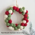 Handmade Christmas wool felt ball wreath in red, white and green colors, 25cm diameter - Red and Green Wreath