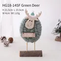 Christmas reindeer figurine with grey wool body, blue hat, and X-MAS wooden sign ornament - Reindeer Figurine / Grey/Green