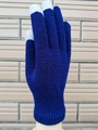 Winter thermal navy blue knitted touchscreen gloves with white conductive fingertips - Navy Blue