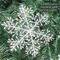 White plastic snowflake ornaments for Christmas tree decoration on green pine background - 8CM (3 Pcs/Pack) / White