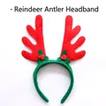Diadema festiva de cuernos de reno de Navidad roja y verde con detalles de hojas de acebo - Diadema de Cuernos de Reno