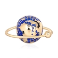 Fashionable planet earth globe ring with blue enamel finish and gold orbit detail - Earth Shape Style (AL604-A)
