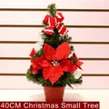 Mini albero di Natale da 40 cm con fiori rossi e fiocco scozzese in vaso rosso - Mini Albero di Natale da 40CM