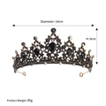 Tiara da sposa barocca con strass neri e base in metallo oro antico, diametro di 14 cm - Oro Antico/Nero (TS-J2720)