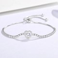 Pulsera de plata con forma de corazón con circonita y cierre ajustable cómodo - Plata 925 / Oro Blanco
