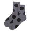 Chaussettes grises en coton à grands pois noirs présentées sur un fond blanc pur - Taille unique / Gris fumé