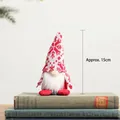 Plush Christmas gnome in red snowflake hat standing on vintage books, 15cm height - Style G-Red Knitted Hat with Snowflake Gnome