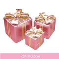 Set di 3 scatole regalo di Natale rosa con fiocchi dorati e scritte Merry Christmas - Pacchetto Regalo Oro Rosa