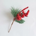 Christmas decoration style E with red berries pine needles and a small apple 13x22cm - Style E