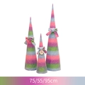 Set di 3 alberi di Natale a cono color pastello sfumato con fiocchi, 55/75/95 cm - Albero a Cono Sfumatura Macaron