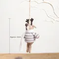 Handmade felt Christmas reindeer ornament in grey checkered sweater with hanging rope, 15cm - Style M-Gray and White Plaid Reindeer Hanging Ornament