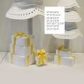 Set di scatole regalo di Natale bianche con fiocchi di raso giallo in sette dimensioni - Confezione Regalo Gialla E Bianca