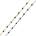 Titanium steel chain featuring elegant black enamel beads in gold and silver finishes - Black