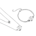 Set collana e bracciale a doppio strato in acciaio inossidabile con simboli infinito e sfere - Color Acciaio