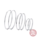 Tre dimensioni di orecchini a cerchio minimalisti in argento sterling S925 lucido - Cerchi 30mm SE146-30CM / Argento