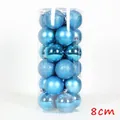Set di palline di Natale blu 8cm con finiture opache, glitterate e lucide - 8cm (Confezione da 24) / Blu Oceano