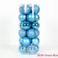 Palline di Natale blu oceano 6cm in finiture lucide, opache e glitterate - 6cm (Confezione da 24) / Blu Oceano