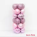 Set di 24 palline di Natale rosa da 6 cm con finiture opache, lucide e glitterate - 6cm (Confezione da 24) / Rosa