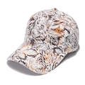 Classic white cotton baseball cap featuring autumn leaf patterns and a curved visor - 56-60cm Adjustable / Beige