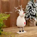 Renne de Noël en feutre de laine crème de 25cm avec étoile rouge et base en bois - Grand blanc / Renne blanc