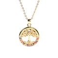Macro detail of Tree of Life pendant in 18K gold plating with multicolor zircon stones - Gold Multicolor