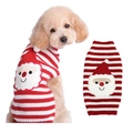 Détails du tricot d'un pull de Noël pour chien à rayures rouges et blanches avec Père Noël - XS / Père Noël